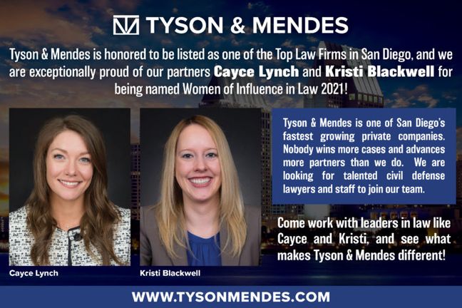 Cayce Lynch and Kristi Blackwell Selected for Women of Influence in Law for 2021 by SDBJ